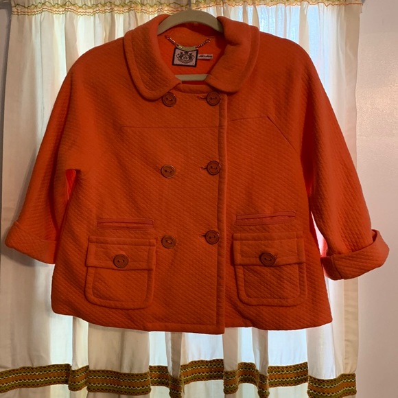 Juicy Couture Jackets & Blazers - Juicy Couture Quilted Peter Pan Collar Button Peacoat Jacket Orange Gold Size S
